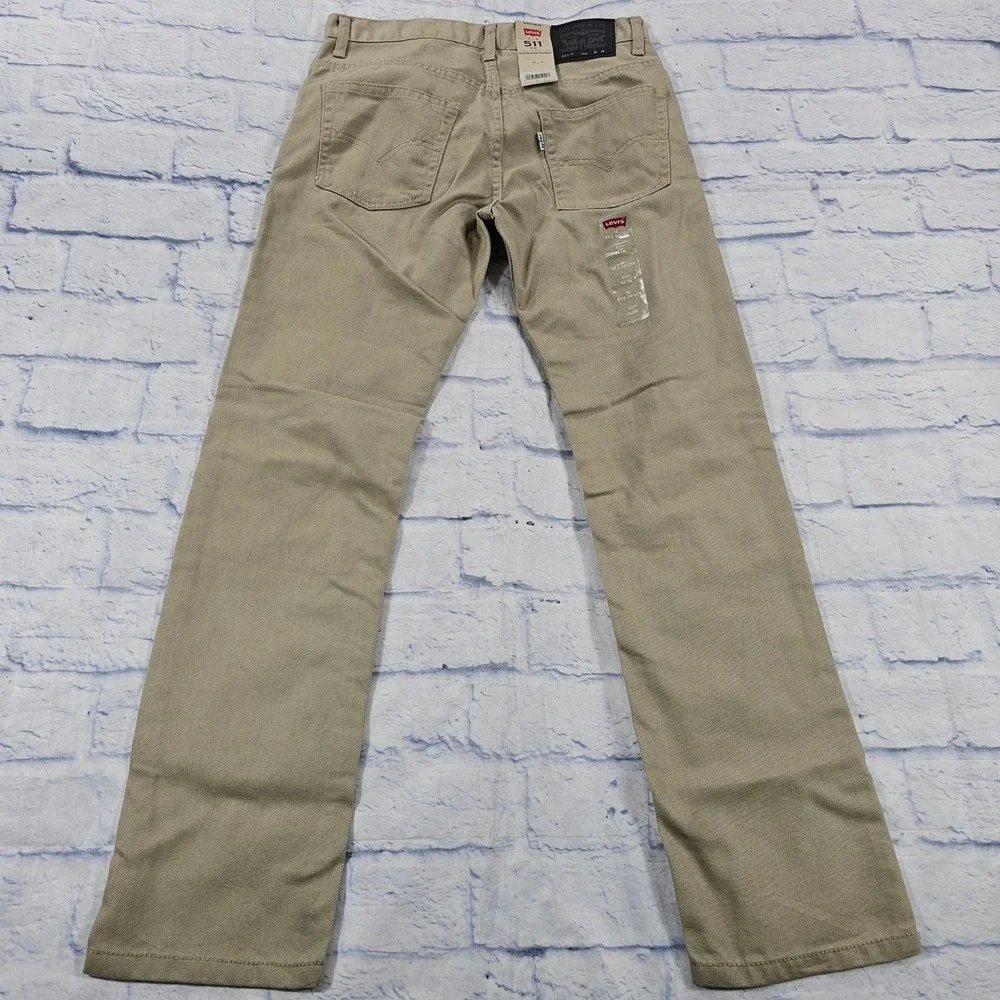 Levis 511 Slim Pants MENS 28x28 Khaki Tan Twill Casual Classic